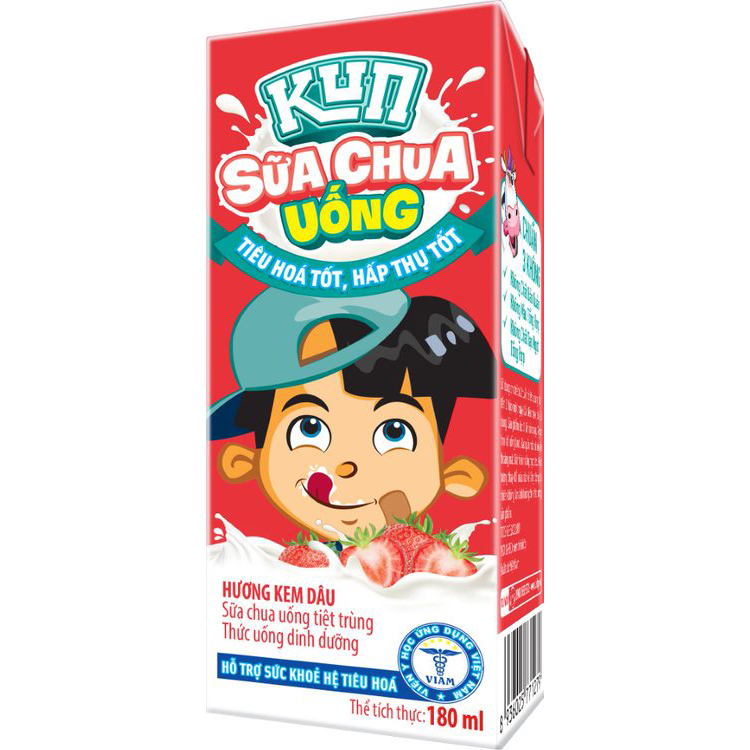 Thùng 48 hộp sữa chua uống hương kem dâu Kun 180ml