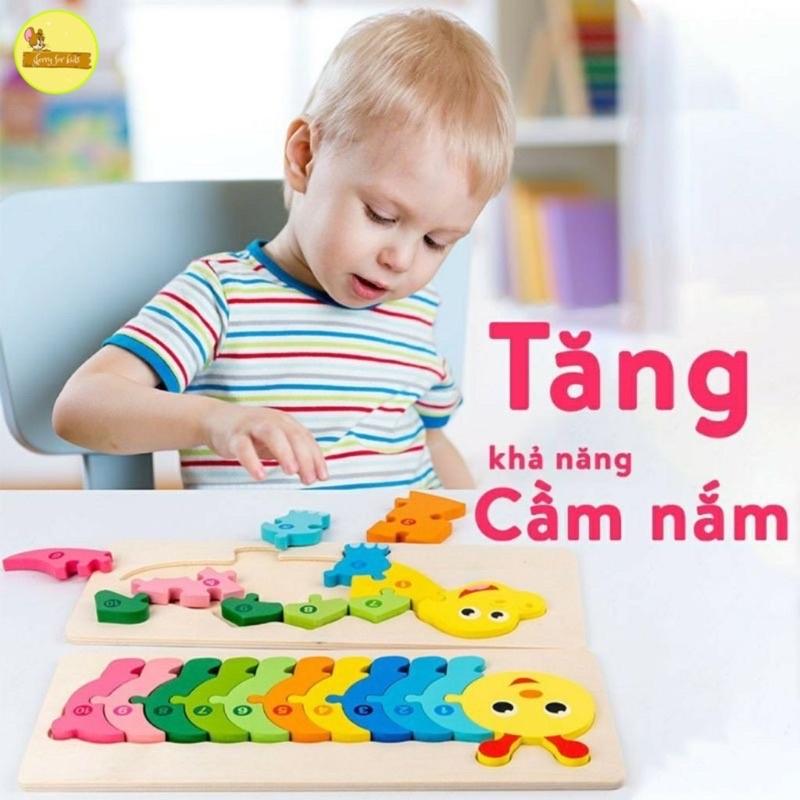 Đồ chơi trẻ em tranh ghép hình nối theo số 12 mẫu khác nhau, bằng gỗ giúp bé phát triển vận động tinh và tư duy