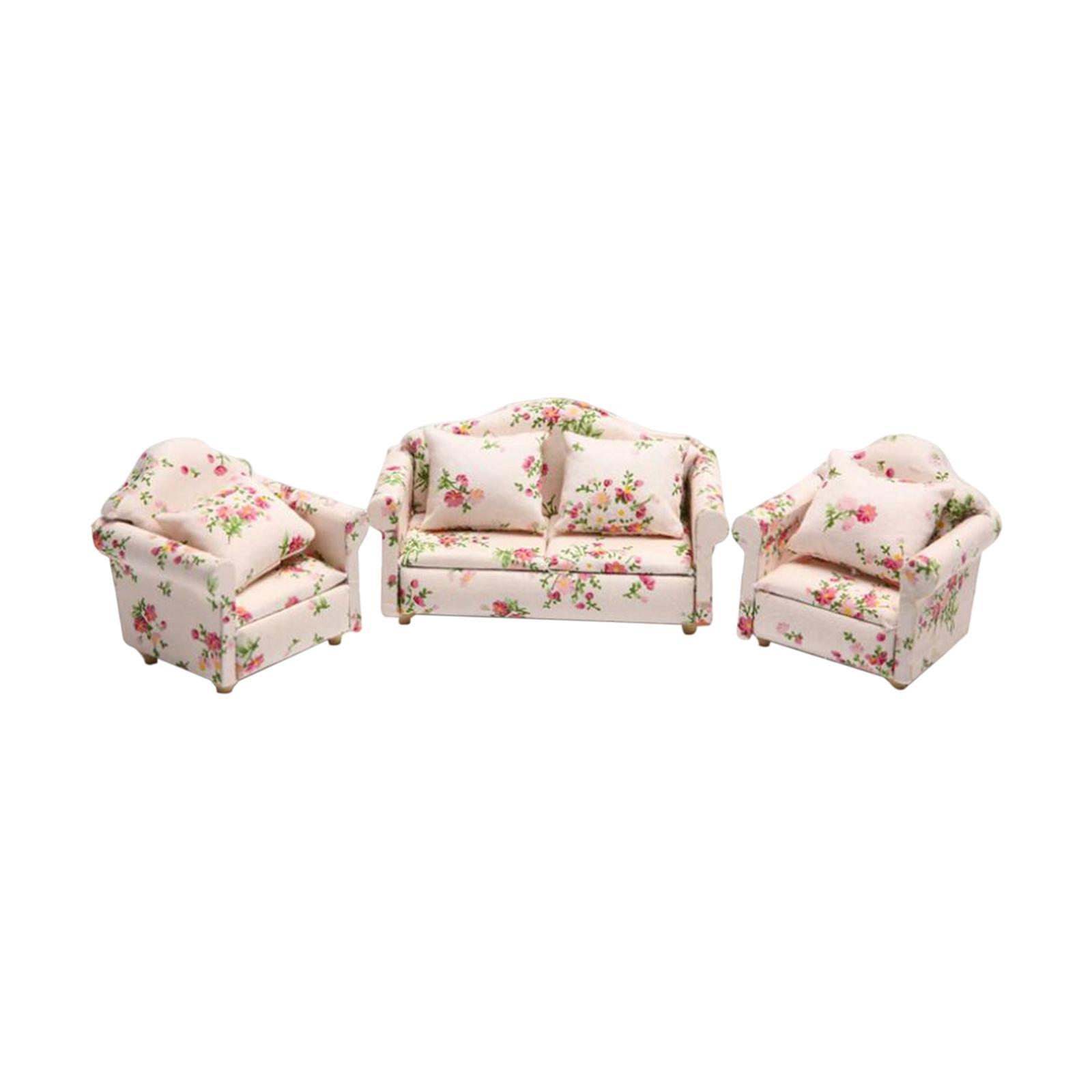 Doll House Furniture Sofa Toys Dollhouse Decor Wooden 1/12 for Dollhouse