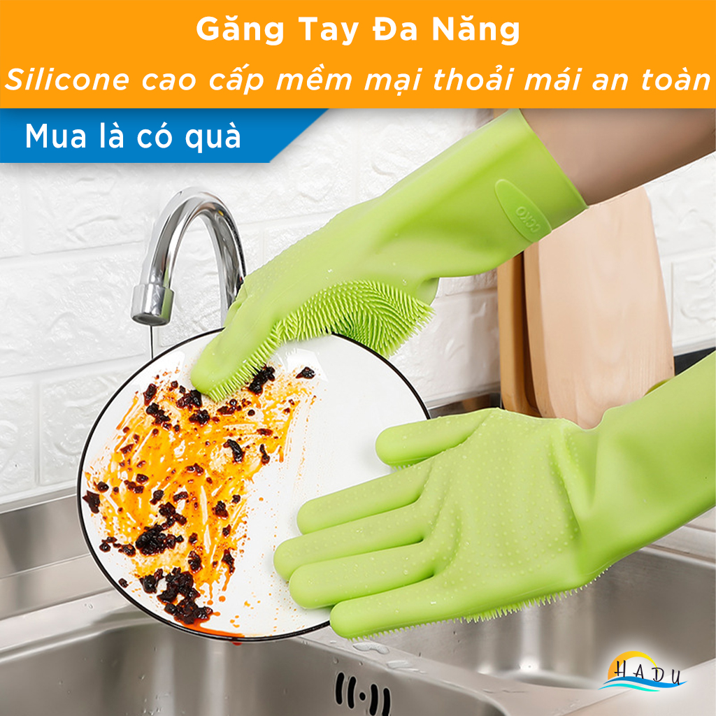 Găng Tay Silicon Rửa Chén Chịu Nhiệt Đa Năng Tạo Bọt Có Gai Đạt Chất Lượng Đức CCKO