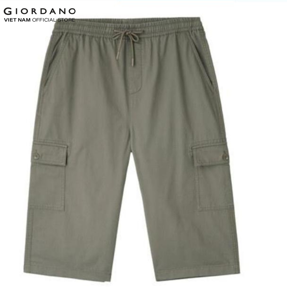 Quần Shorts Kaki Nam Túi Hộp Lưng Thun Giordano 01121201