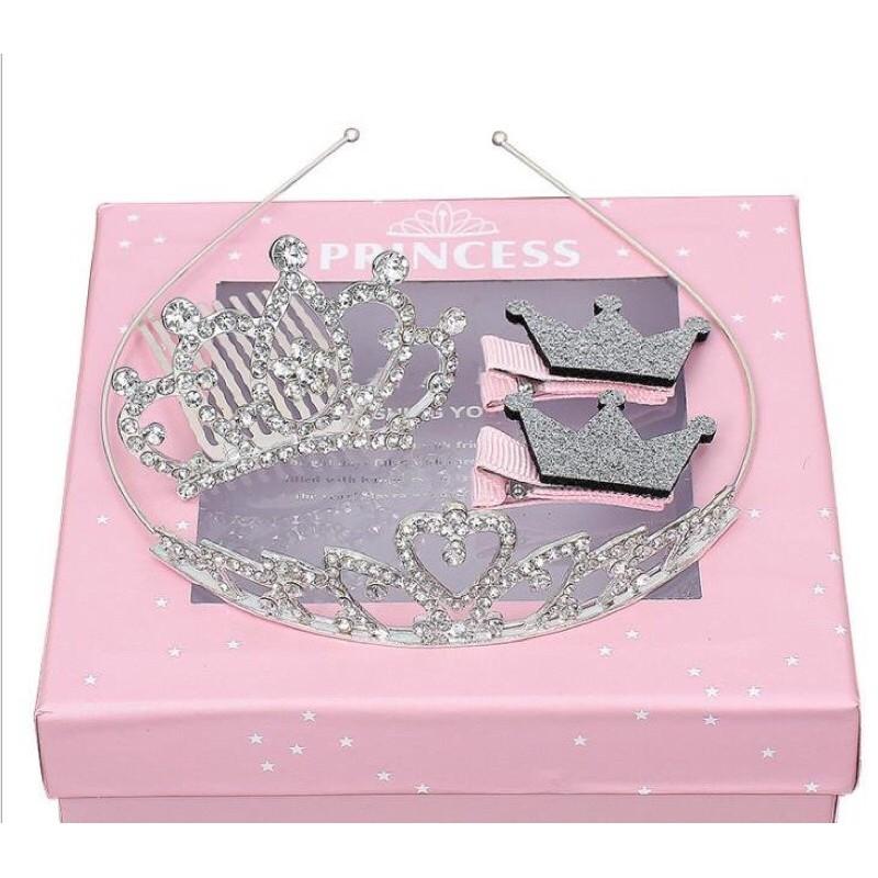 Sét Kẹp tóc vương miện bé gái xinh xắn