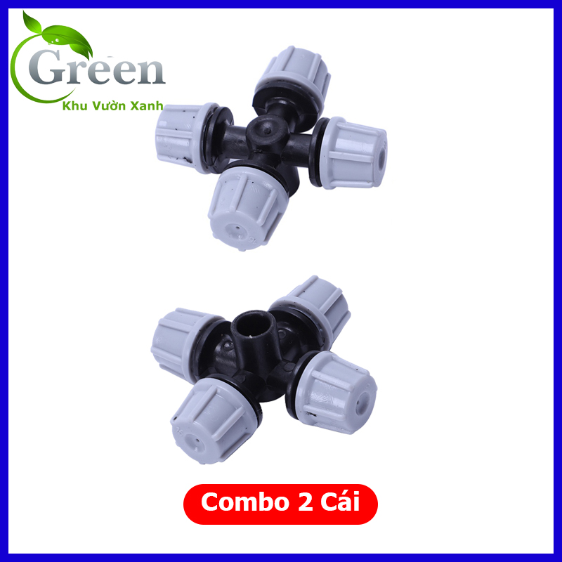 Combo 2 Cái Béc Phun Sương 4 Tia Cao Cấp Nối Lỗ 6 Ly