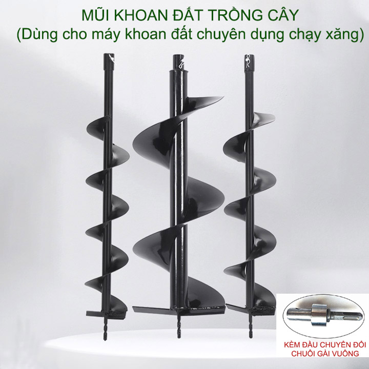 01 Mũi khoan đất trồng cây kích cỡ lớn, đường kính 10-15cm, dài 80cm