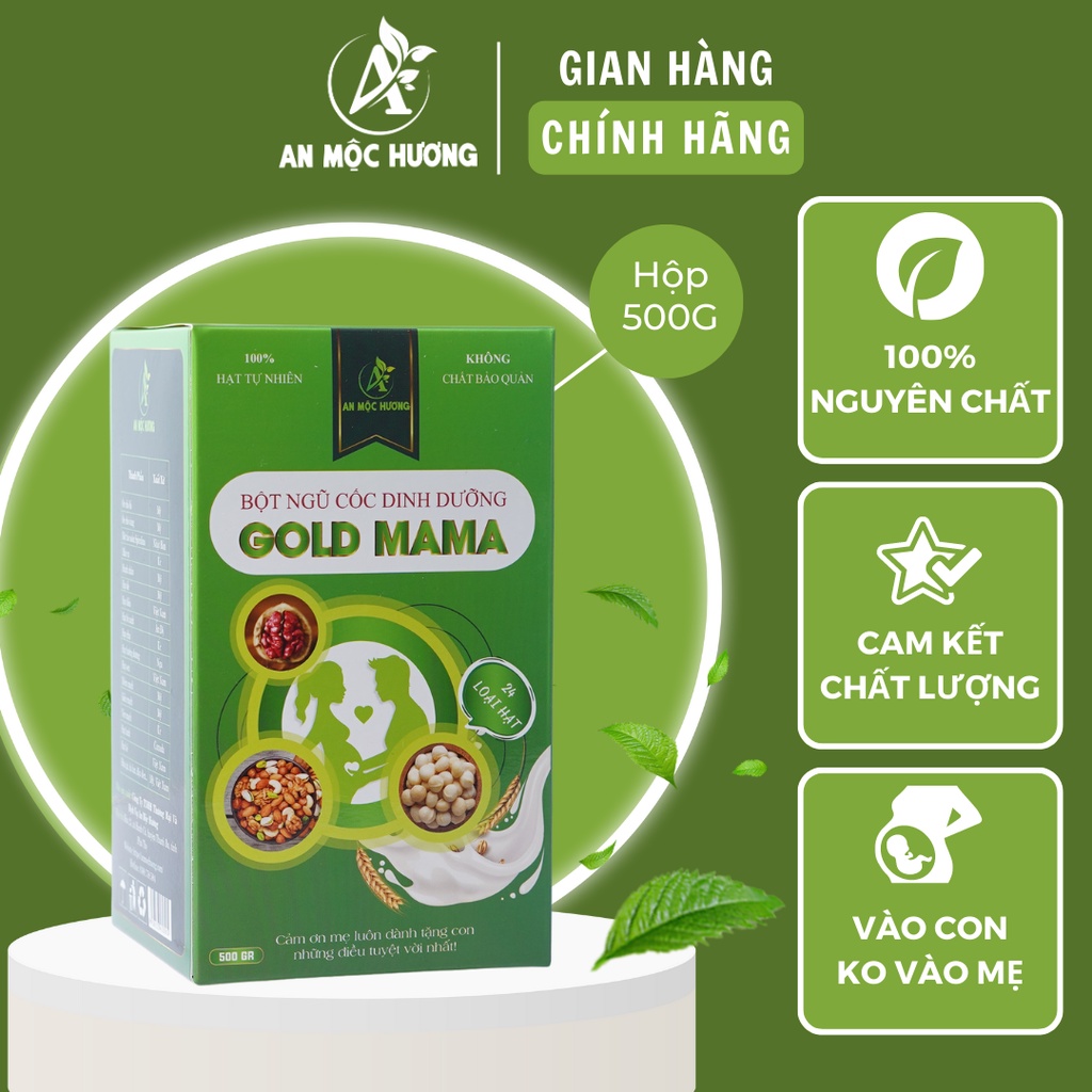 Bột ngũ cốc mẹ bầu, lợi sữa GOLD MAMA 24 loại hạt cao cấp , giảm nghén, chống táo bón