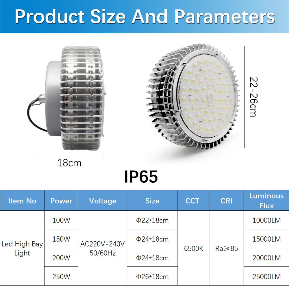 Đèn chiếu sáng nhà để xe Đèn chiếu sáng công nghiệp Đồ đạc nhà để xe Đèn AC220V 100W 150W 200W 250W High Bay Light Workshop Workshop