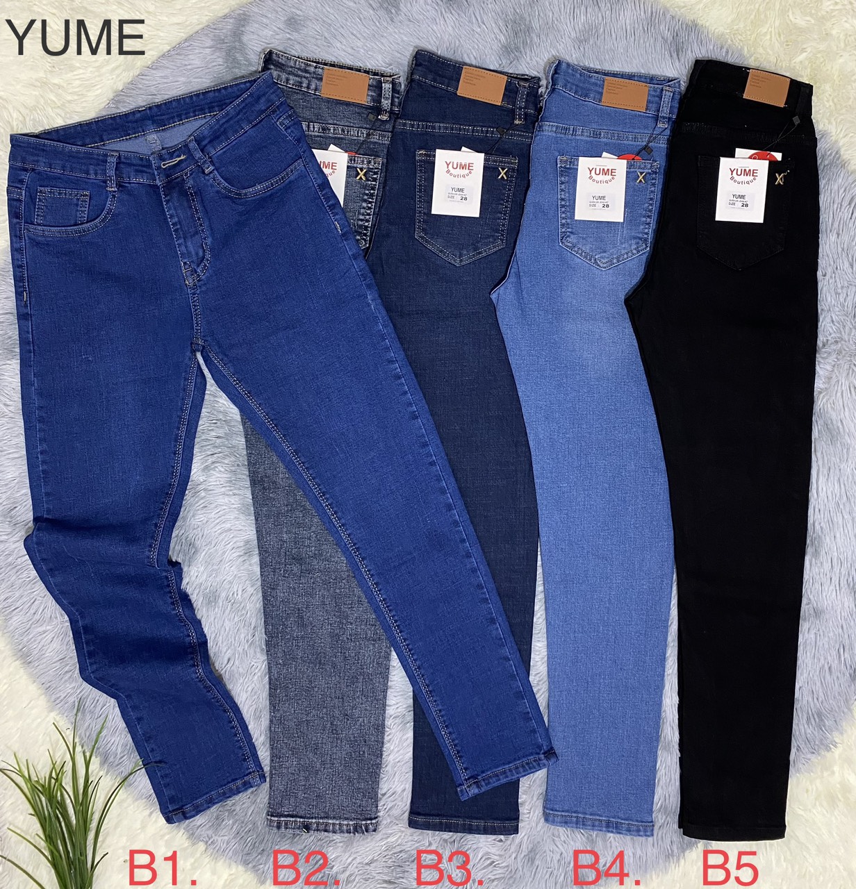 Quần jean dài nữ lưng cao đầu cúp. Có size 26-44. Vải dày và co giãn. YUME JEAN BIGSIZE