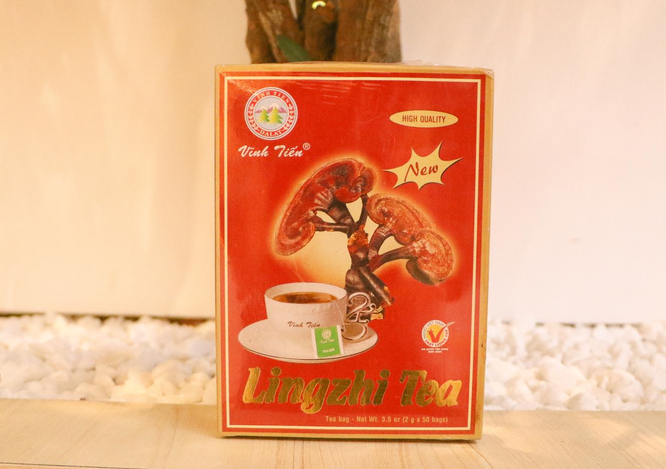 Trà Linh Chi Túi Lọc Vĩnh Tiến Hộp - Nâng cao miễn dịch, tốt cho người huyết áp cao.
