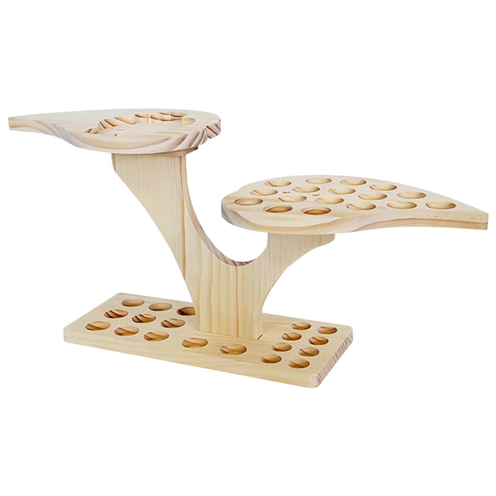 36 Slots Wood Essential Oils Stand Diffuser Holder Carousel Storage Shelf, 2 Tier Height