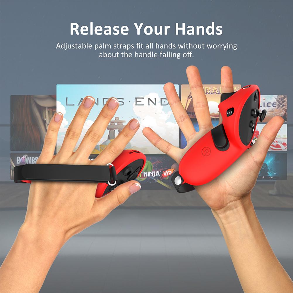 Vỏ bộ điều khiển silicone VR Tất cả các tay cầm bao gồm bao gồm vỏ chống va chạm có thể điều chỉnh dây đeo cho meta Quest Pro VR màu: Đen