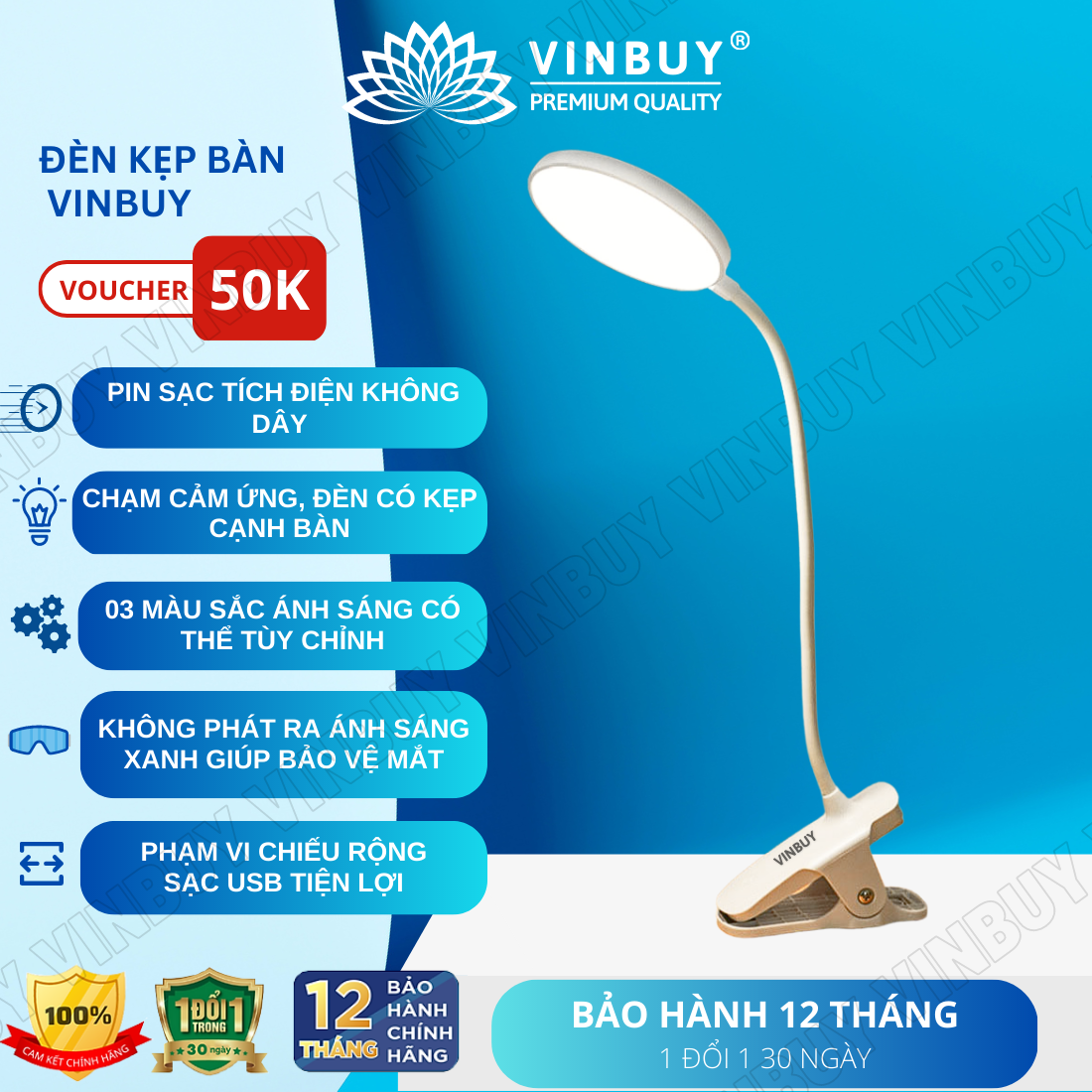 Đèn Bàn Học Đọc Sách Chống Cận, Đèn Bàn Làm Việc, Đèn Ngủ Sang Trọng Cao Cấp Kẹp Bàn – 03 Mức Độ Ánh Sáng Vàng Bảo Vệ Mắt Chống Cận - Hàng Chính Hãng - VinBuy
