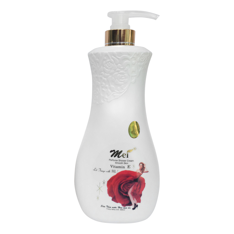 Sữa tắm nước Hoa mịn da Mei (800ml) - Tặng kèm bông tắm