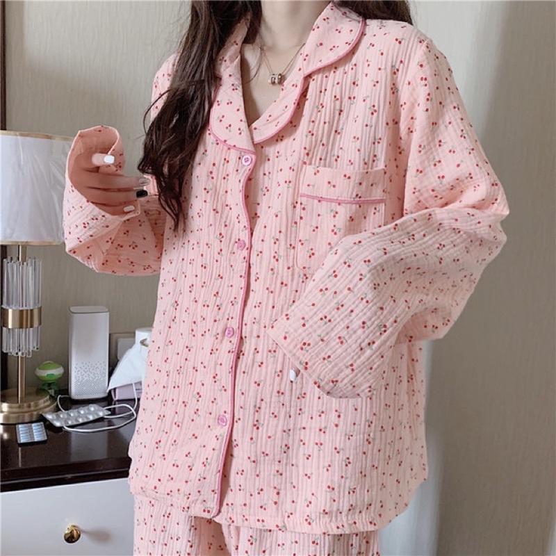 Bộ ngủ / mặc nhà Cherry Pyjamas dài 3 màu