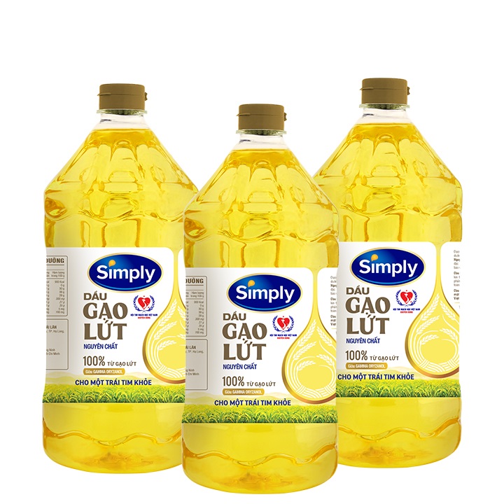 Combo 3 chai Dầu Gạo Lứt Simply 2L