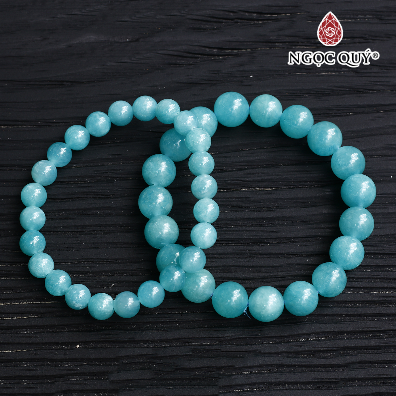 Vòng tay trơn đá Amazonite size hạt 9mm mệnh thủy , mộc - Ngọc Quý