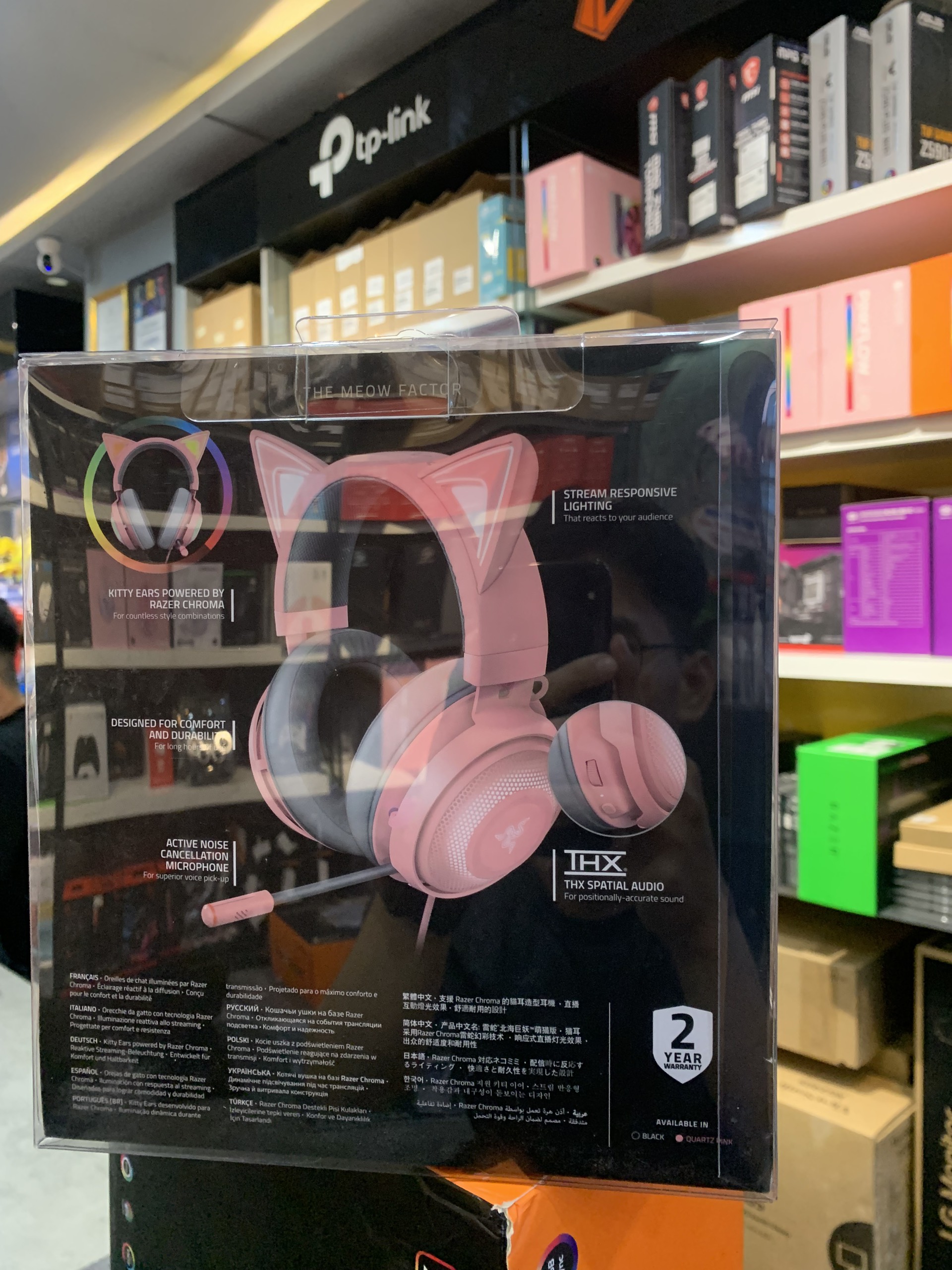 Tai nghe Razer Kraken Kitty - Quarzt - Tai Mèo Màu Hồng-  Hàng Chính Hãng