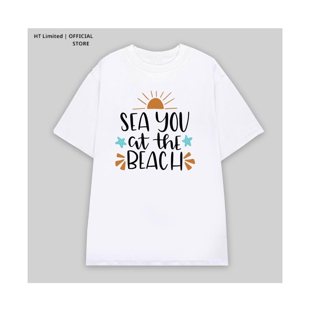 Áo thun thiết kế Unisex họa tiết Sea you at the beach basic local brand, Cotton Cao Cấp 100%