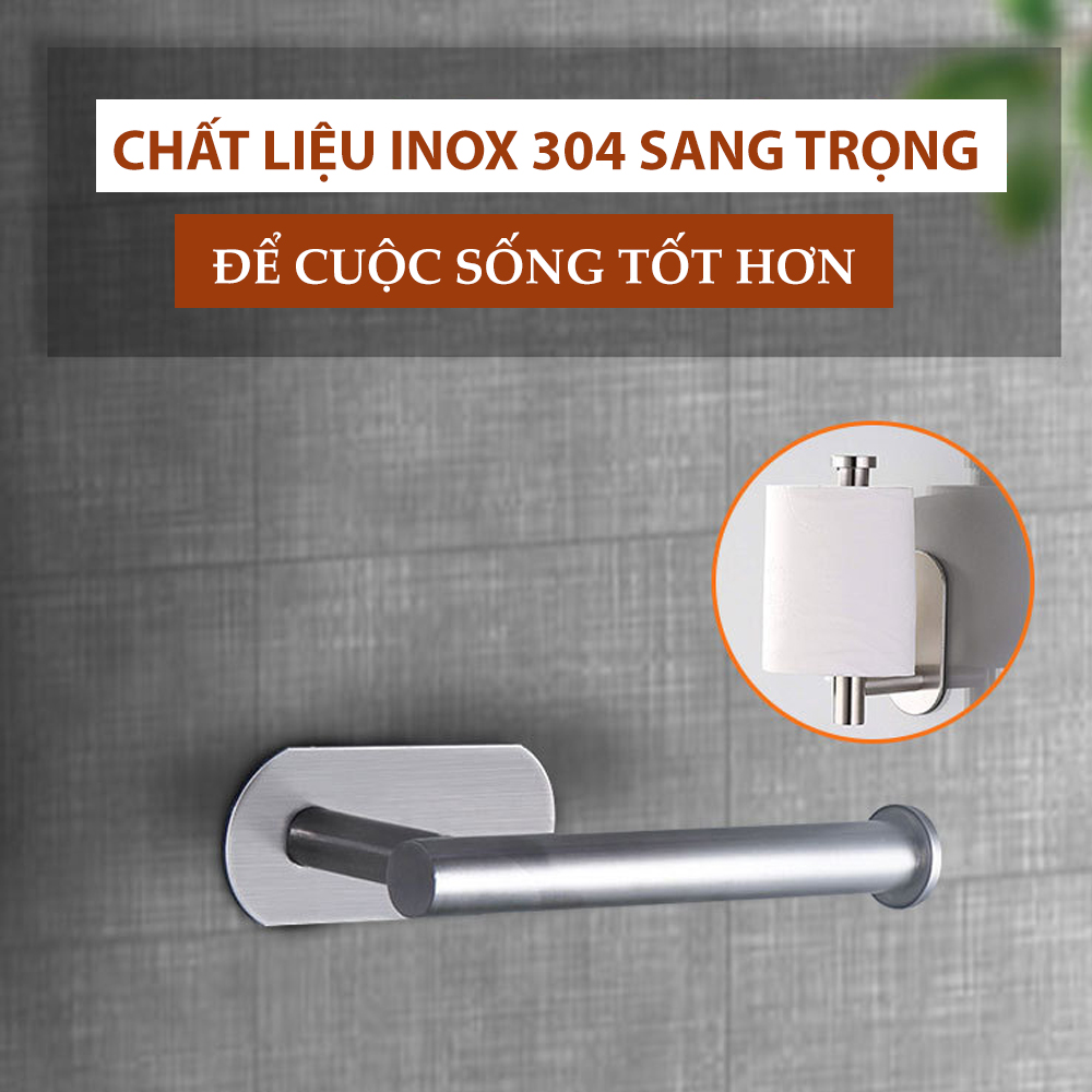 Móc treo cuộn giấy vệ sinh dán tường không cần khoan, Inox Sus 304, phụ kiện nhà tắm MIHOCO 814