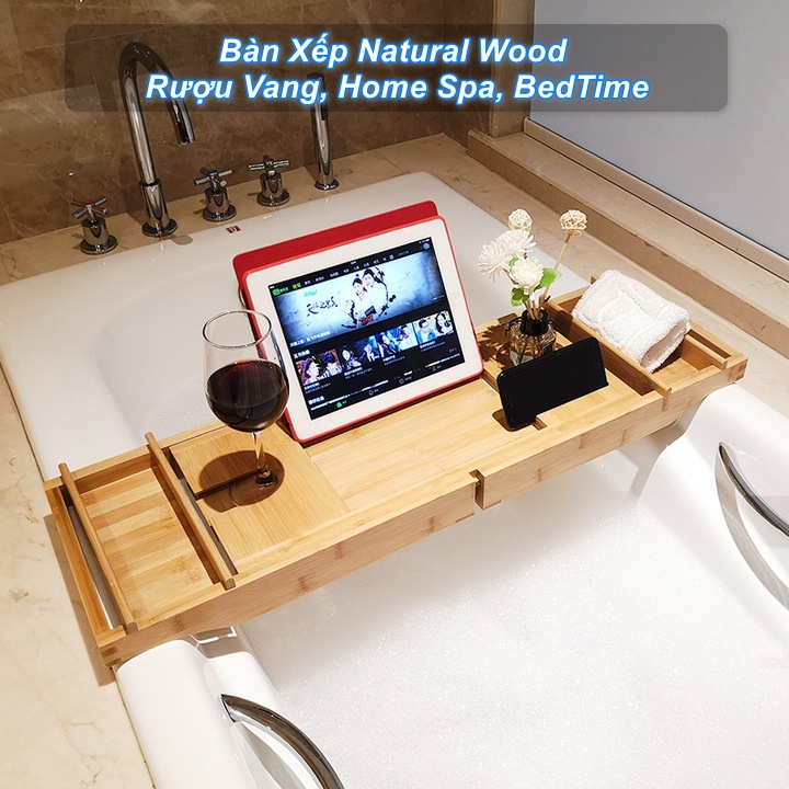 Bàn kê laptop Bàn Học Bàn Ăn Xếp Natural Wood Rượu Vang, Home Spa, BedTime