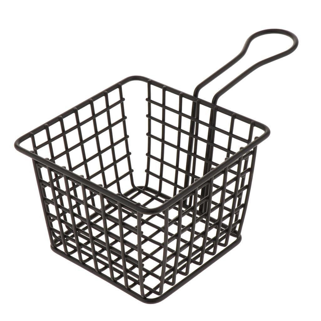 Metal Iron Mesh Strainer Fry Basket Kitchen Colander Sifter Black S