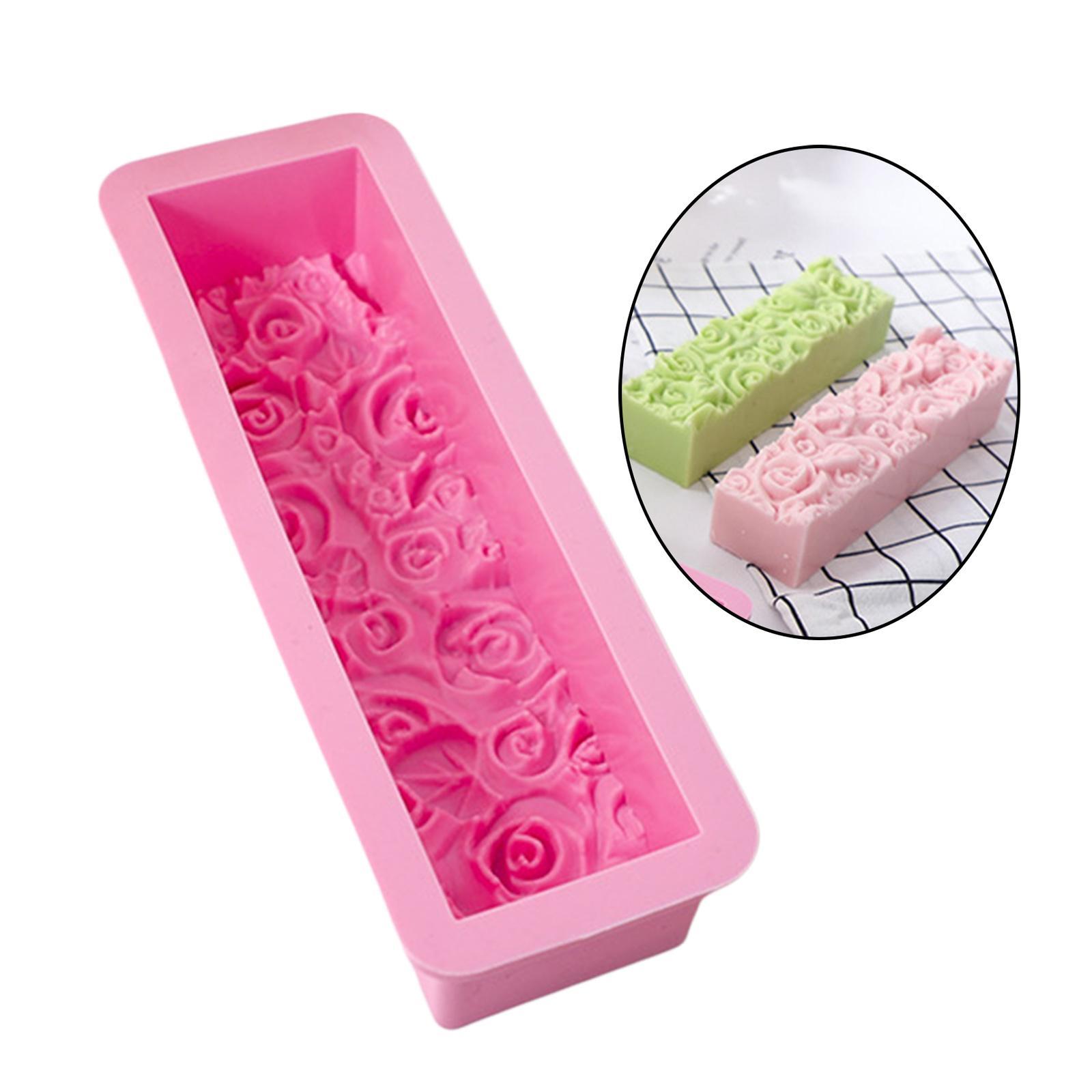 Rose Flower Silicone Loaf Soap  Rectangular Embossed Mould DIY
