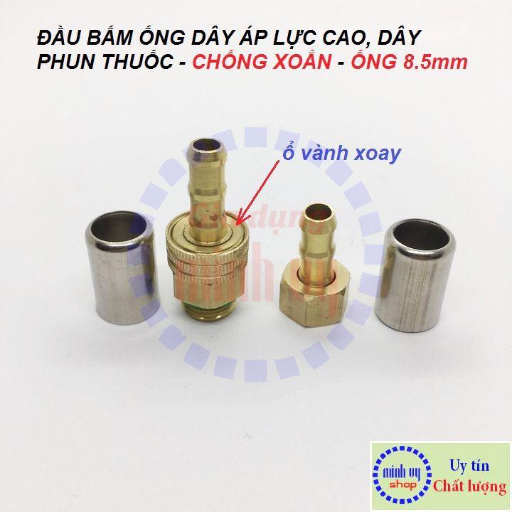 Đầu cos bấm dây áp lực máy rửa xe, dây xịt phun thuốc - kích cỡ cho ống 6.5mm và 8.5mm