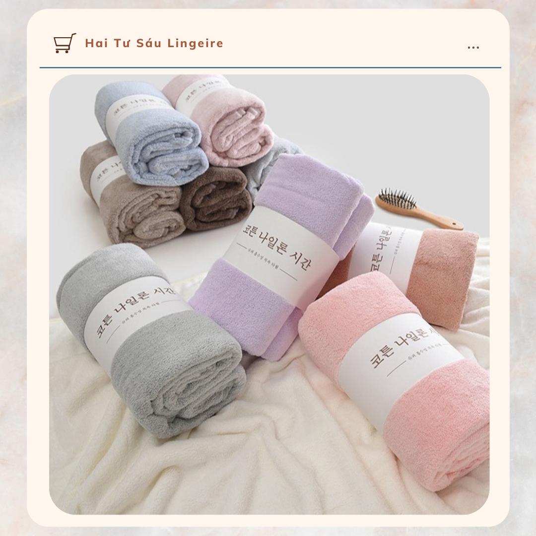 Combo 4 Khăn Lau Đầu Lông Cừu Hàn Quốc Siêu Thấm Hút Cực Mịn - 35x75 cm - Trơn