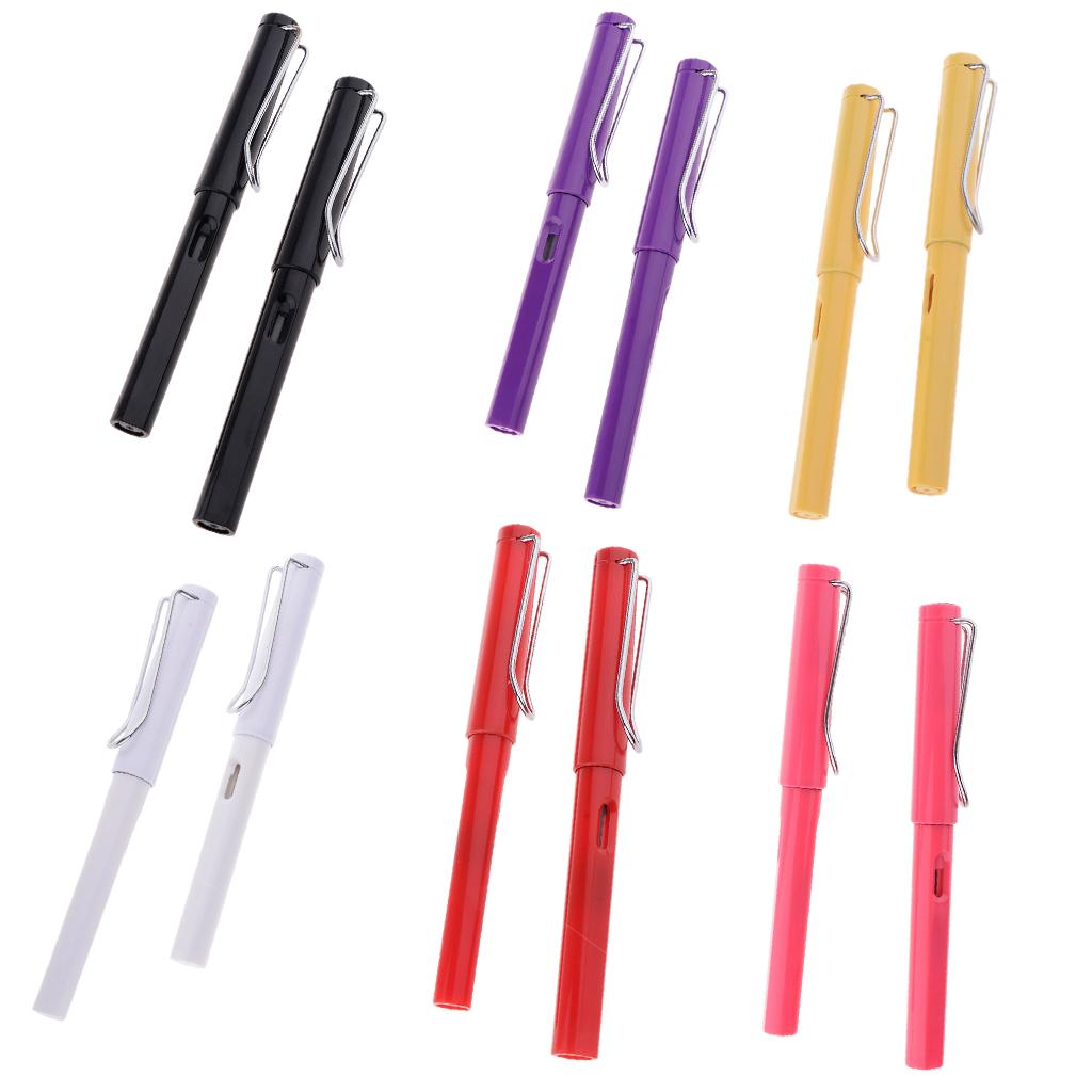 Nice Smooth Surface Colorful Plastic Design Fountain Pen Silver Color Metal Hooks Ink Pen Fine Nib Portable