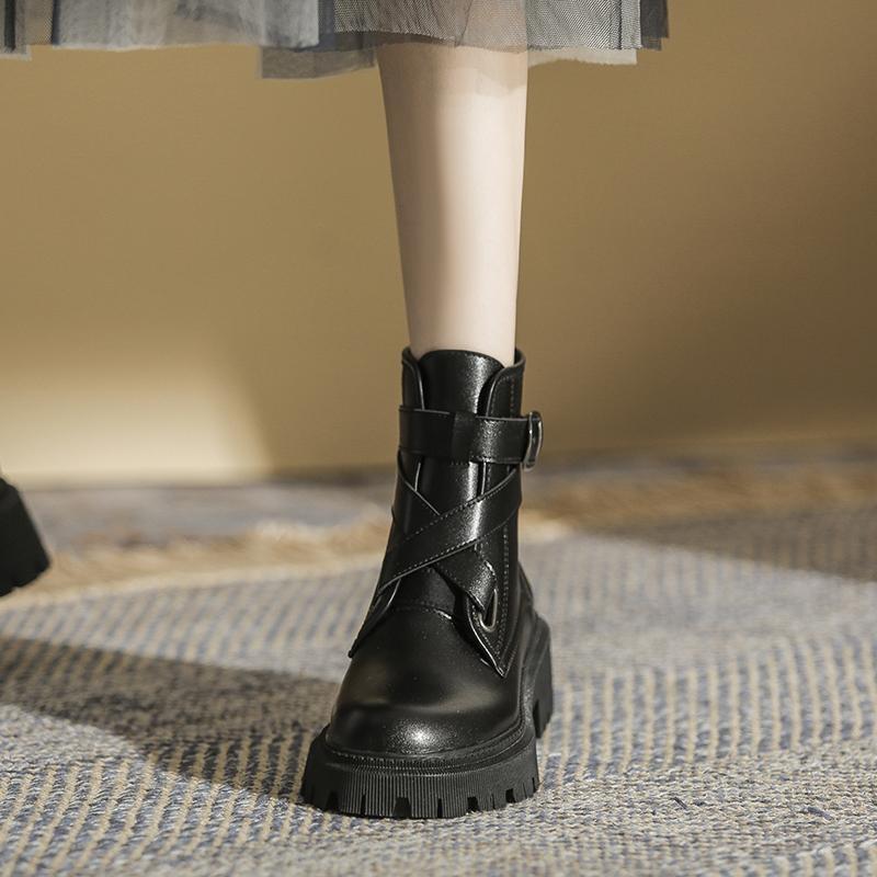 Martin boots women's British style 2021 new autumn and winter fashion versatile thin single boots women with plush thick soled short boots women