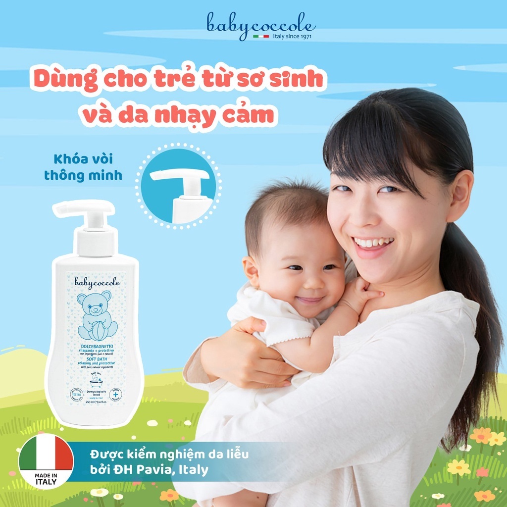 Sữa tắm giữ ẩm cho bé Babycoccole 0M+ chiết xuất hoa sen 250ml-400ml