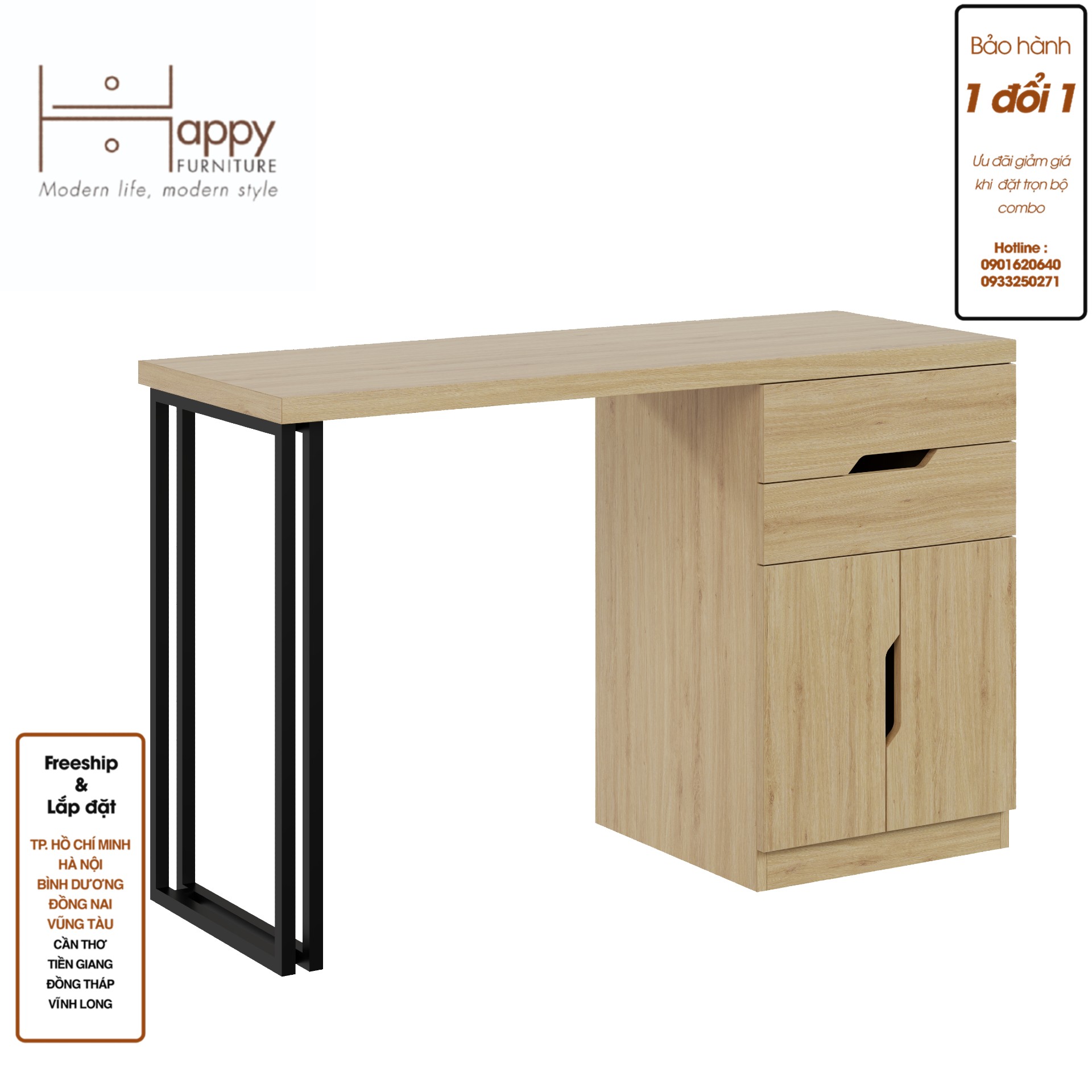 [Happy Home Furniture] DASH , Bàn trang điểm - chân sắt , 120cm x 45cm x75cm ( DxRxC), BAN_029