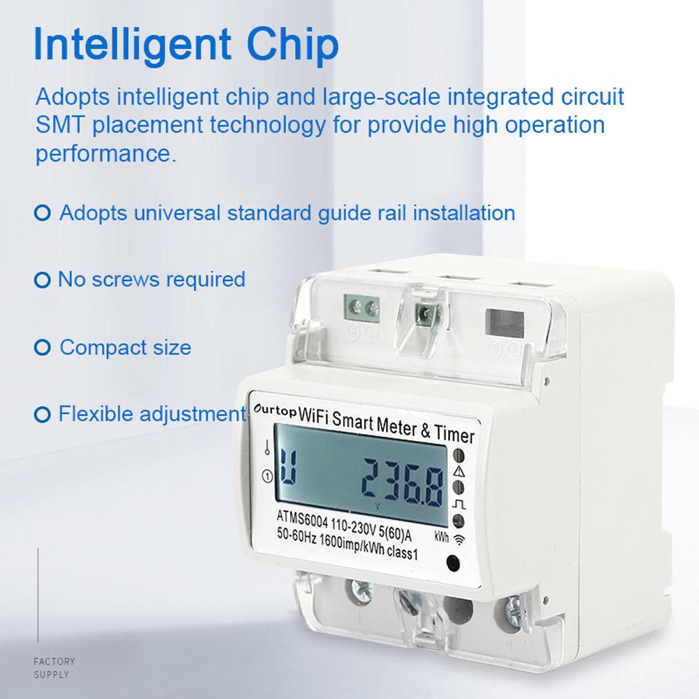 Tuya WiFi Intelligent 4P Electricity Power Meter DIN-rail Mounting Multi-energy Current Monitor Mobilephone APP Remotely Control Device