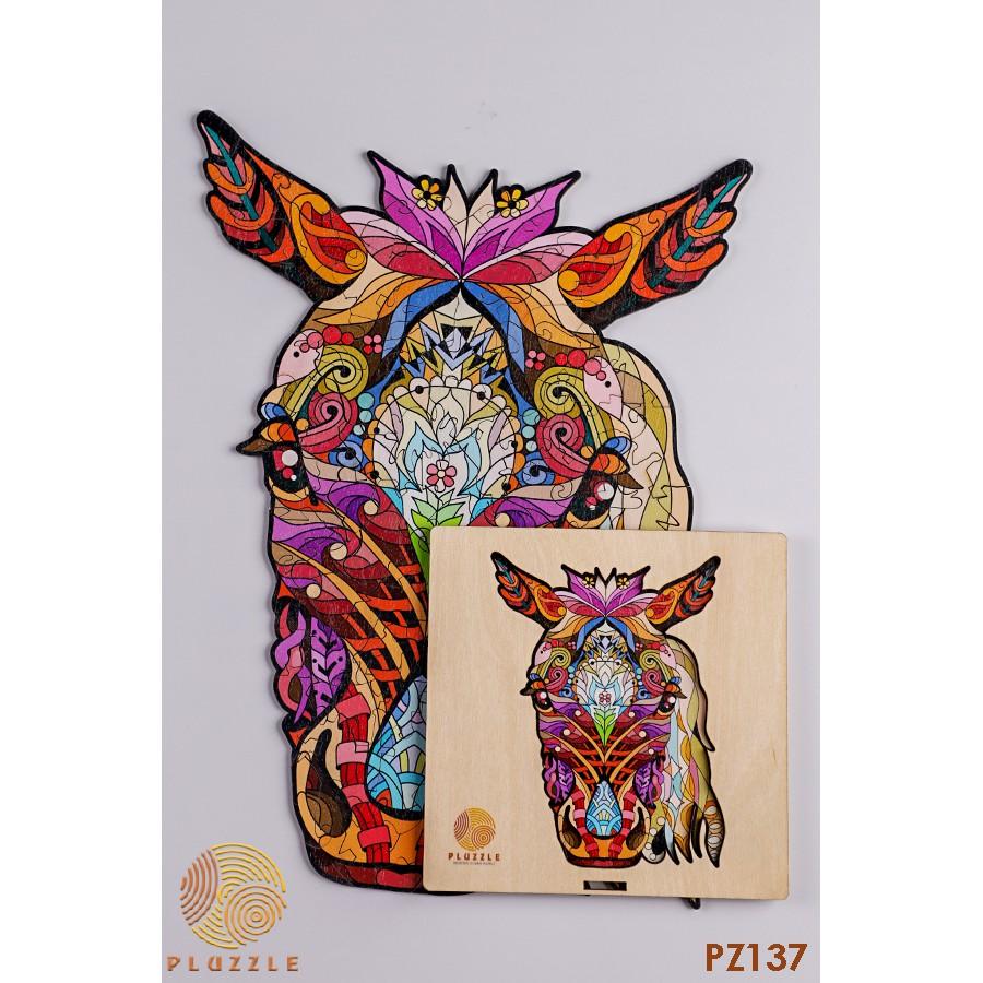 PLUZZLE Bộ xếp hình gỗ đồ chơi puzzle ghép hình con vật độc đáo – Ngọ – Con Ngựa – PZ137