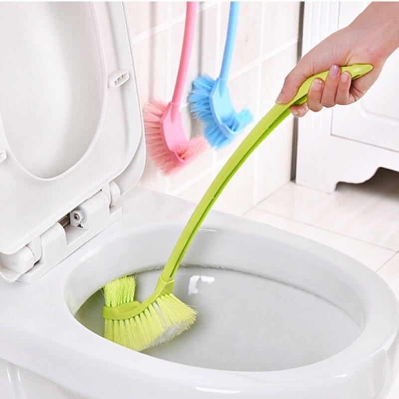 Cọ bồn cầu toilet 2 đầu cán dài bằng nhựa cao cấp - Bàn chải chà bồn cầu - Cây chổi chà nhà vệ sinh nhà tắm 2 đầu