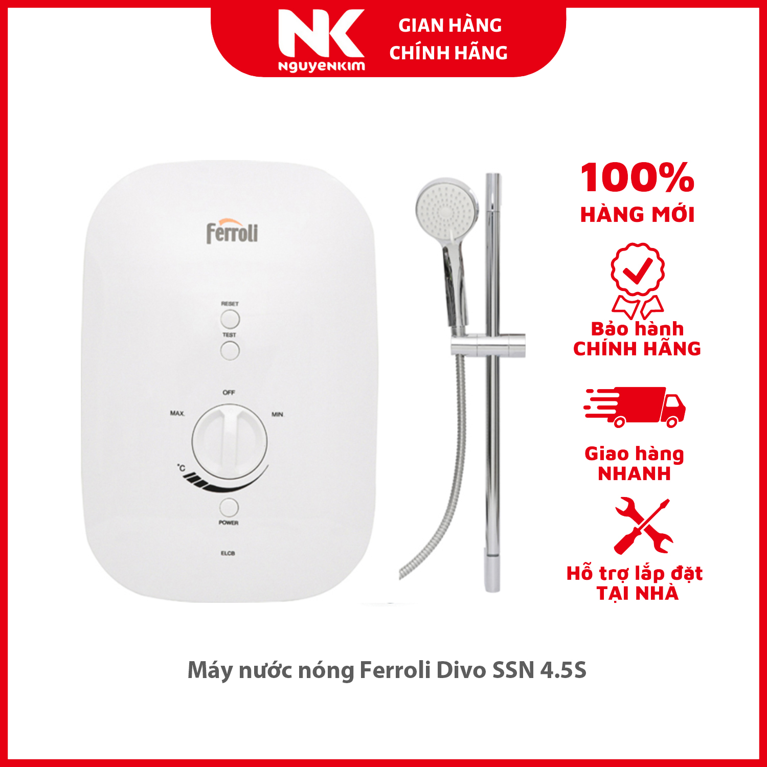 Máy nước nóng Ferroli Divo SSN 4.5S - Hàng chính hãng