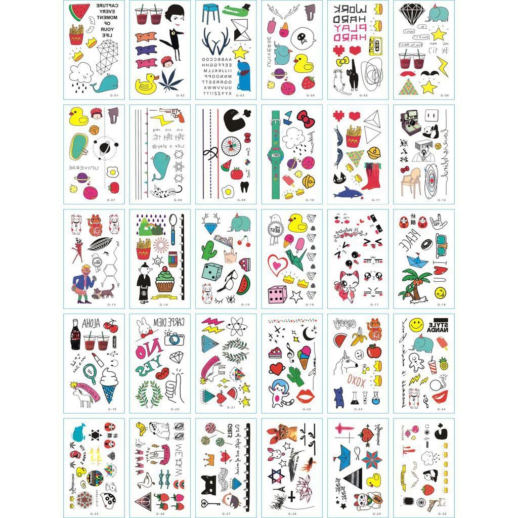 CÓ SẴN - RẺ VÔ ĐỊCH sỉ combo 100 tấm xăm dán tatoo ngẫu nhiên 100 mẫu-q53 thuthuyshop169