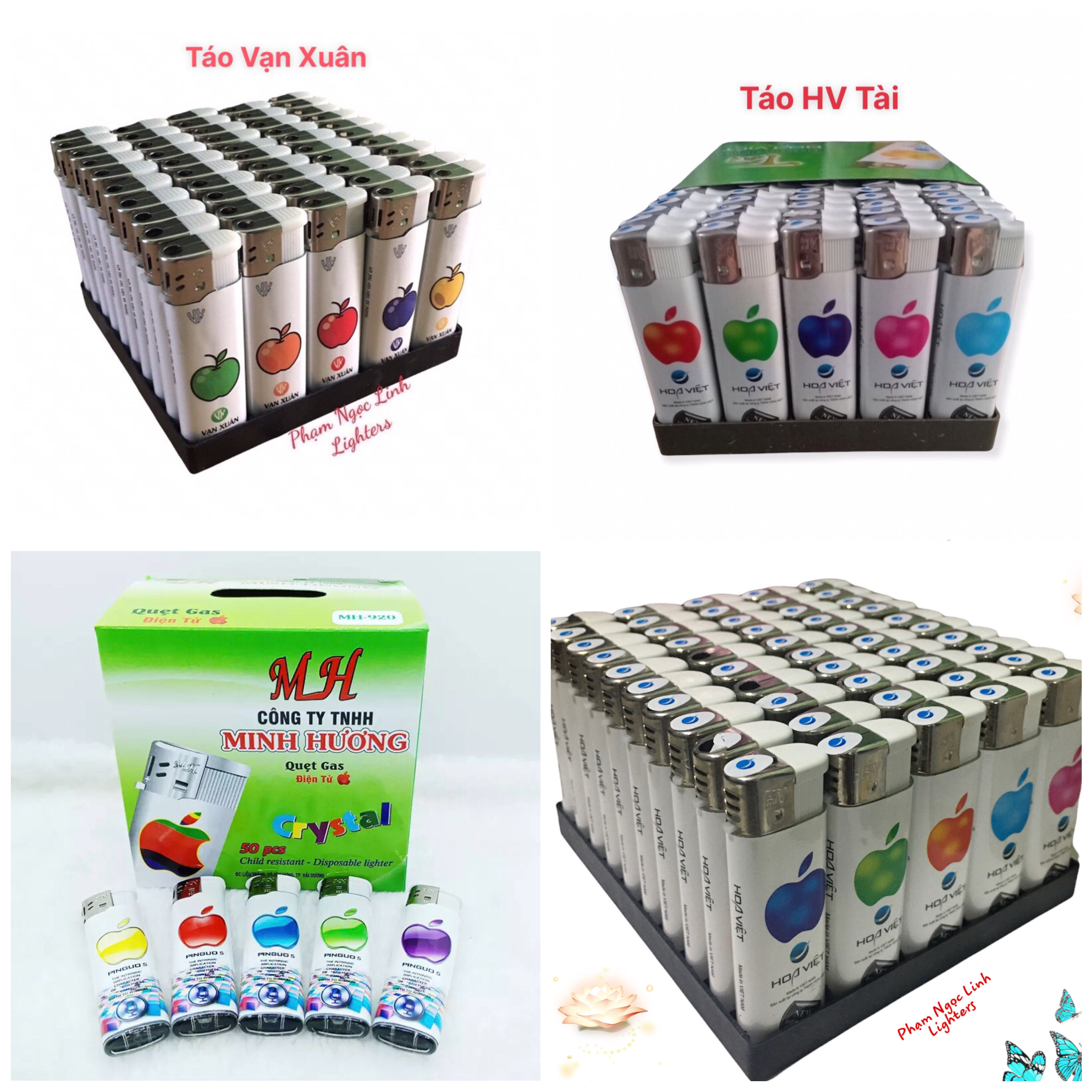 10 cái Quẹt Táo Bấm, Vạn Xuân, Minh Hương, Hoa Việt đủ loại dễ lựa chọn