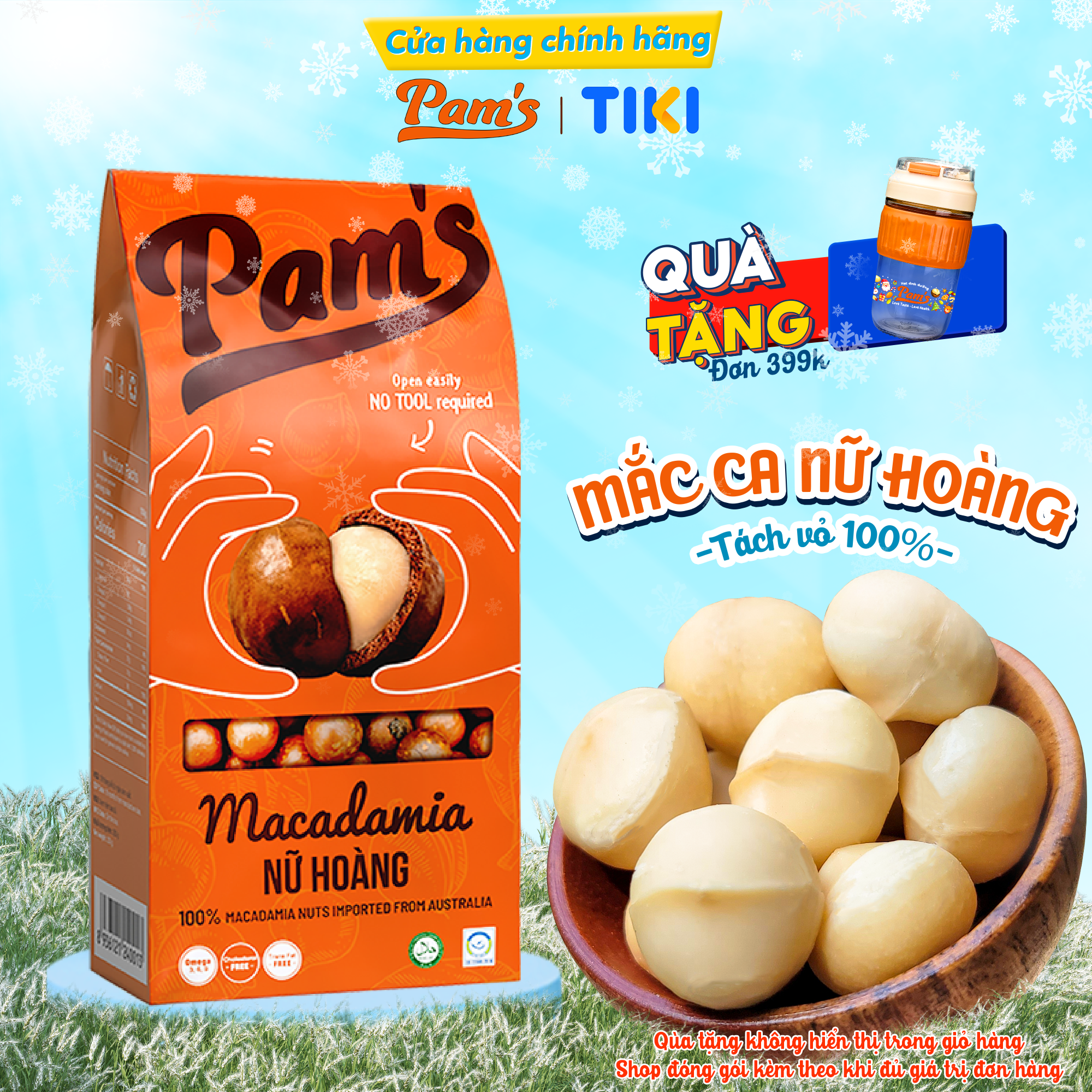 Hạt Macca Nữ Hoàng Size 30-32 Pams 250g/hộp - Mắc ca Úc Giòn Béo, Thơm Ngon, không cần dùng khui hạt
