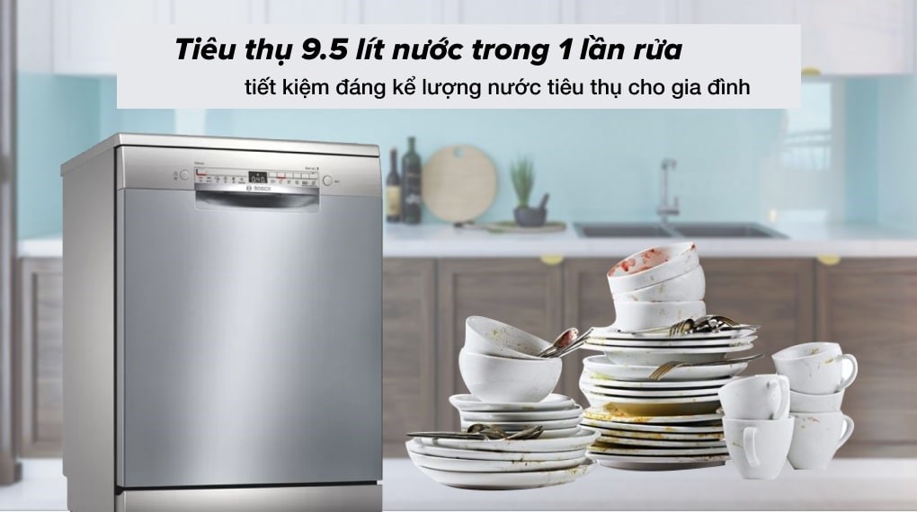 Máy rửa chén bát độc lập Bosch SMS2HAI12E (Series 2) - 13 bộ chén đĩa - 6 chương trình rửa - Hàng Chính Hãng