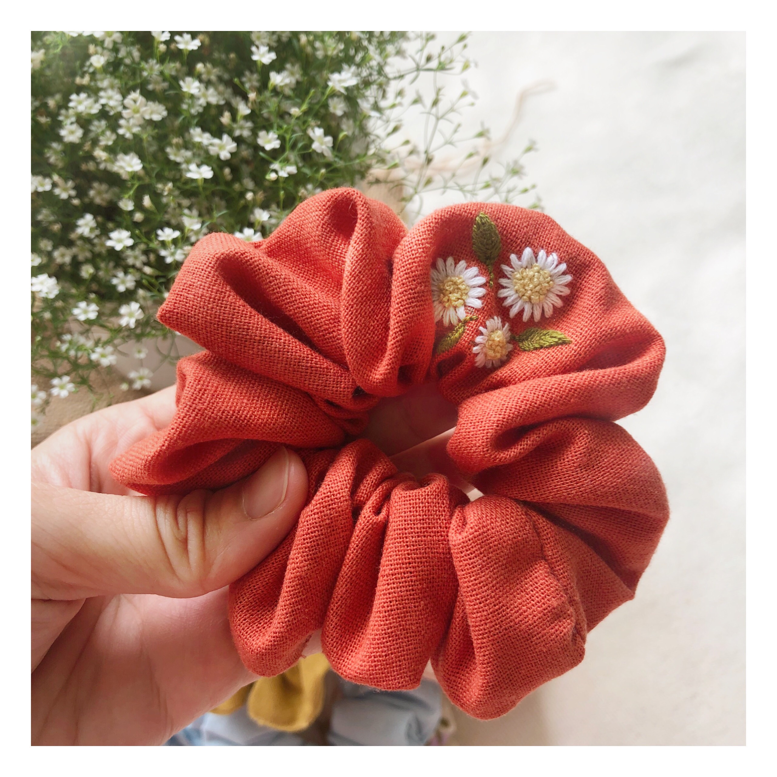 CỘT TÓC LINEN THÊU TAY VINTAGE NHIỀU MÀU