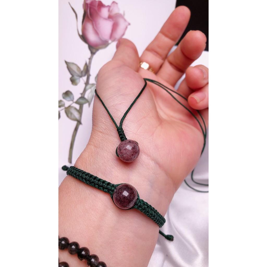 COMBO VÒNG TAY VÀ DÂY CHUYỀN ĐÁ THẠCH ANH DÂU
