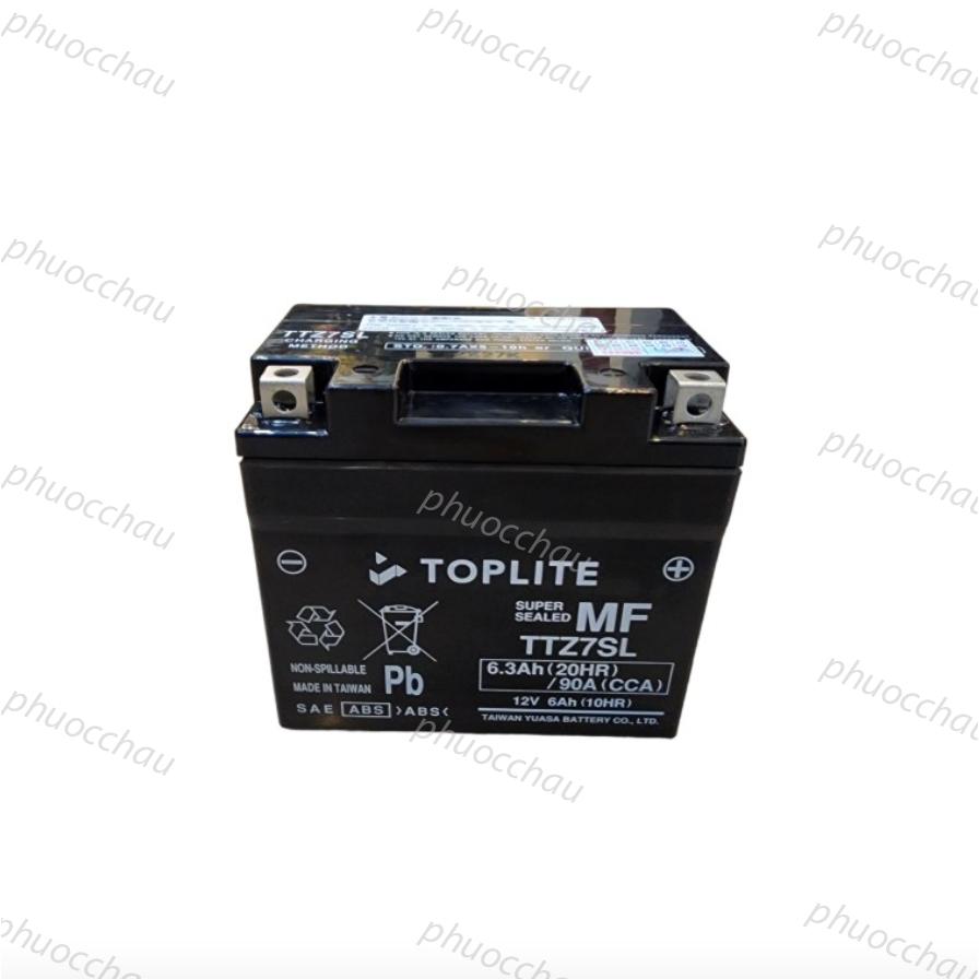 Bình Ắc quy Toplite TTZ7SL  12V 6AH, dùng cho Air blade, Click, Vision, SH Mode, PCX, Janus