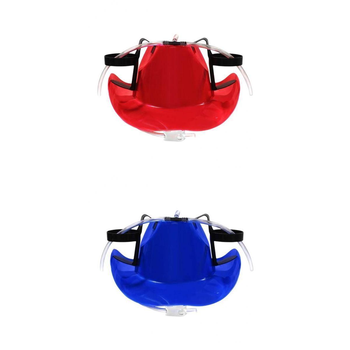 2x Beer Hats Soda Helmet Drinking Cup Holder Two Sides 3 Colour Cowboy Blue