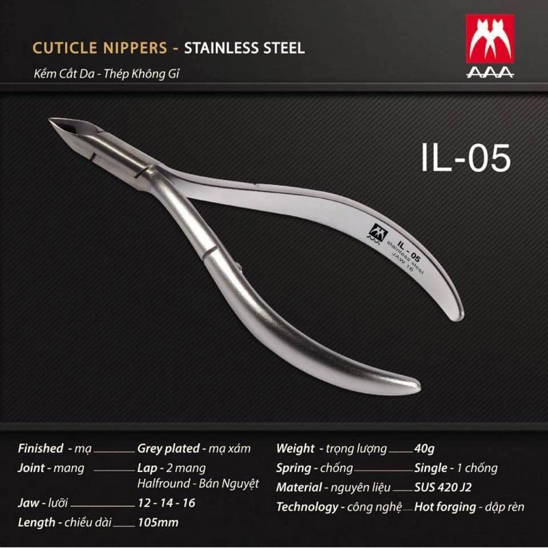 Kềm AAA cắt da inox bán nguyệt IL05, Kìm 3A IL05
