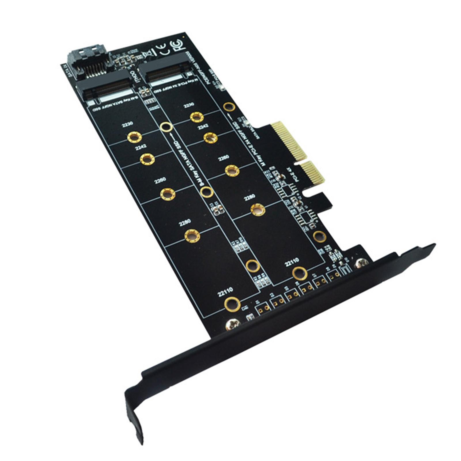 PCI E 4x to M.2 Key Dual Interface Card, PCI E 4x to M.2 Adapter Card, Durable PCI E 1x PCI E 4x B Key M Key M.2 to PCIe Adapter Card