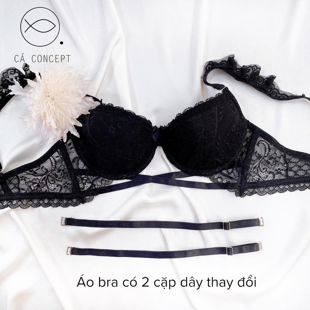 Set Bra ren đen có mút mỏng có gọng nâng ngực nhẹ CÁ CONCEPT đồ lót thiết kế áo bra sexy