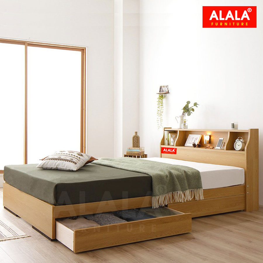 Giường ngủ ALALA06 + 2 hộc kéo / Miễn phí vận chuyển và lắp đặt/ Đổi trả 30 ngày/ Sản phẩm được bảo hành 5 năm từ thương hiệu ALALA/ Chịu lực 700kg