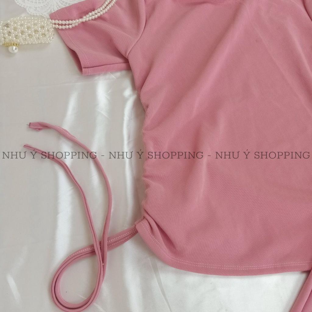 Bộ đồ nữ len tăm dây rút màu hồng cực xinh chất dày dặn free size dưới 55kg vừa