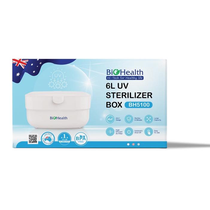 Máy tiệt trùng bình sữa BioHealth BH5100 sử dụng tia UV khử khuẩn cửa trên dung tích 6L