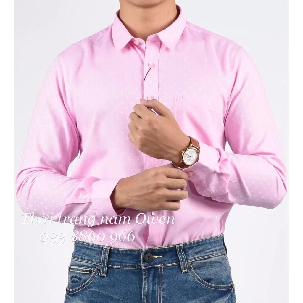 OWEN - Áo sơ mi dài tay Owen Slimfit vải sợi tre màu hồng nhạt 68079 - Áo sơ mi nam